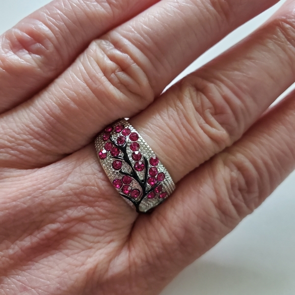 Pink Sapphire Peach Blossom Tree 925Sterling Ring - Picture 4 of 6